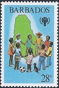Stamp, Children Holding Hands, Barbados,  