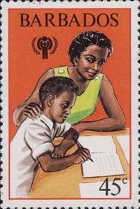 Stamp, Boy and Teacher, Barbados,  