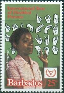 Stamp, Sign Language Alphabet, Barbados,  , Disabled