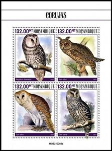 Mini Sheet, Owls, Mozambique,  , Owls