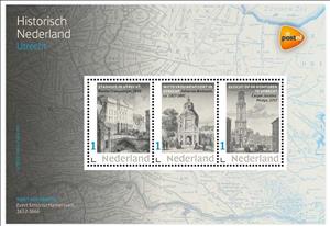 Souvenir Sheet, Utrecht, Netherlands- Personalized stamps,  , Architecture, Buildings, Maps