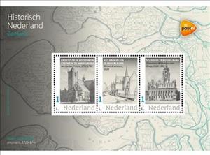 Souvenir Sheet, Zeeland, Netherlands- Personalized stamps,  , Architecture, Buildings, Maps