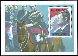 Souvenir Sheet, Kennedy and De Gaulle, Togo,  , Famous People, Horses
