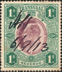 Stamp, King Edward VII, Transvaal- Revenue Stamps,  , Heads of State, Kings, Royalty