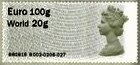 Stamp, Machin Euro 100 g World 20g, United Kingdom of Great Britain & Northern Ireland,  , Crowns and Coronets, Famous People, Heads of State, Queens, Royalty, Women