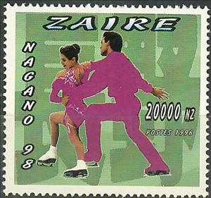 Stamp, Ice dancing, Zaire,  , Figure-skate, Olympic Games, Sports, Winter Sports