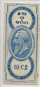 Stamp, Leopold II, Belgium- Revenue Stamps,  