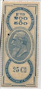 Stamp, Leopold II, Belgium- Revenue Stamps,  