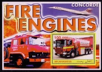 Souvenir Sheet, Fire Engines, Cinderellas,  , Fire-brigade
