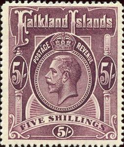 Stamp, King George V., Falkland Islands,  , Crowns and Coronets, Famous People, Heads of State, Kings, Men, Royalty