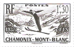 Stamp, Sports and Leisure: Chamonix - Mont Blanc, France,  , Ski-jump, Sports, Winter Sports