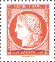 Stamp Cérès 1 Franc Vermilion