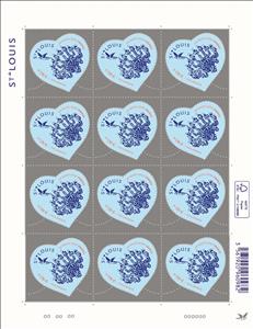 Mini Sheet, Valentine Hearts : St. Louis Crystal, France,  , Glass and Earthenware, Hearts