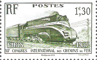 Stamp, waagerechtes Paar, France,  , Railways
