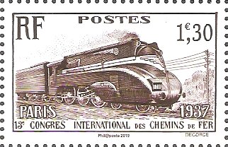 Stamp, waagerechtes Paar, France,  , Railways