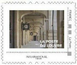 Louvre Post Office. Peristyle in stone, two clocks
