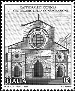 Stamp, Cosenza Cathedra, 800th Anniversary, Italy,  , Buildings, Churches - Cathedrals - Basilicas - Chapels