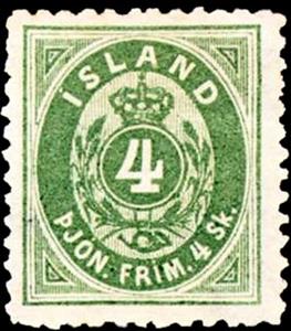 Stamp, Figure with crown, Iceland,  , Numbers