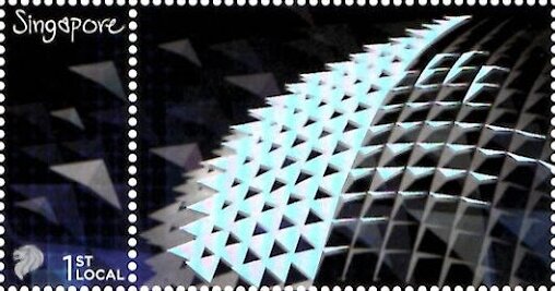 Stamp with Attached Label, Light Up Singapore, Singapore,  , Townscapes / City Views