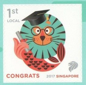 Stamp, Merlion Congrats Self Adhesive, Singapore,  , Greetings, Mascots