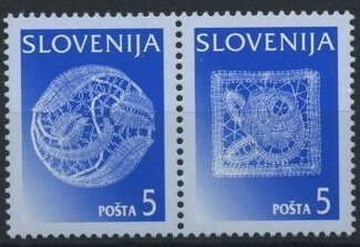 Se-tenant, Corner with leaf design, Slovenia,  , Crafts