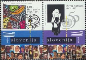 Se-tenant, The 50th Anniversary of the UN, FAO, Slovenia,  , Anniversaries and Jubilees, Food, People, U.N.O.