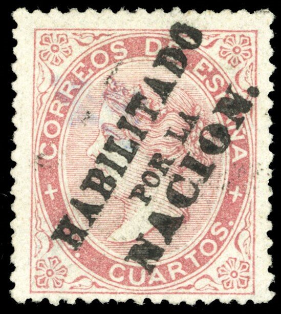 Queen Isabel II overprinted HABILITADO POR LA NACION.