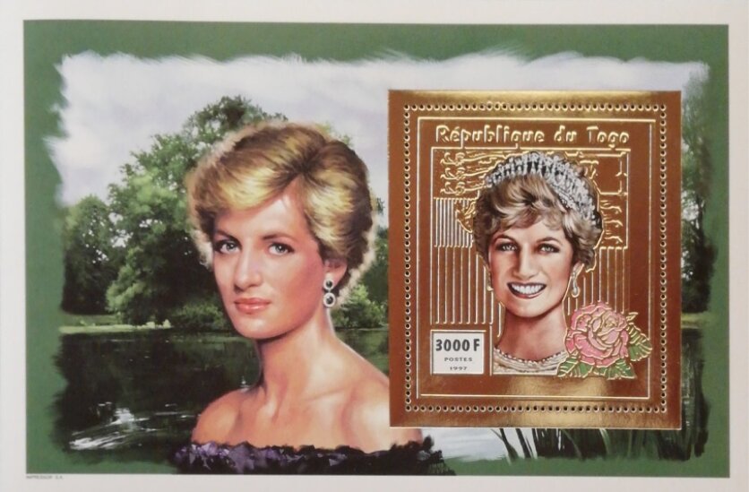 Princess Diana, flag and rose