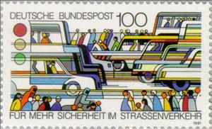 Stamp, Traffic safety, Germany, Federal Republic,  , Vehicles, Cars, Roadsafety