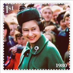 Stamp, Queen Elizabeth II in 1980, United Kingdom of Great Britain & Northern Ireland,  , Famous People, Queens, Royalty