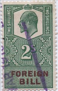 Stamp, King Edward VII Foreign Bill 2/-, United Kingdom- Revenue Stamps,  , Kings