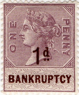 Queen Victoria Bankruptcy 1d surcharged