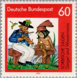 Stamp, Sorbic Sagas, Germany, Federal Republic,  , Music, Musical Instruments, Insects, Legends