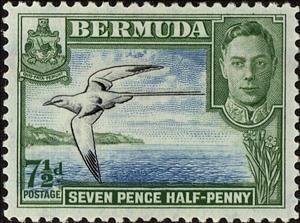 Stamp, Grape Bay, Bermuda,  , Animals (Fauna), Birds, Crowns and Coronets, Famous People, Heads of State, Kings, Men, Royalty