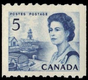 Stamp, QE II, fishing port on the Atlantic coast, Canada,  , Famous People, Heads of State, Lighthouses, Ports, Queens, Royalty, Women
