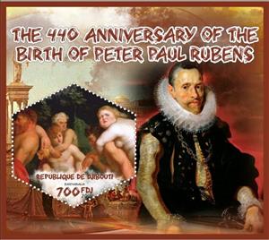 Souvenir Sheet, Art The 440 anniversary of the birth of Peter Paul Rubens, Cinderellas,  