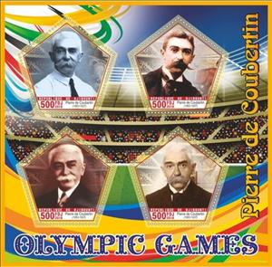 Mini Sheet, Sport Pierre de Coubertin, Cinderellas,  , Famous People, Olympic Games, Sports
