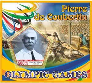 Souvenir Sheet, Sport Pierre de Coubertin, Cinderellas,  , Famous People, Olympic Games, Sports