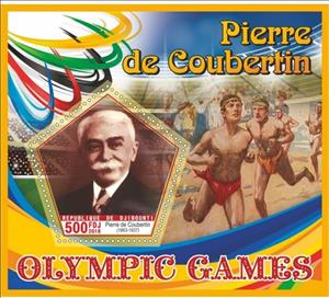 Souvenir Sheet, Sport Pierre de Coubertin, Cinderellas,  , Famous People, Olympic Games, Sports