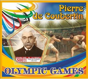 Souvenir Sheet, Sport Pierre de Coubertin, Cinderellas,  , Famous People, Olympic Games, Sports