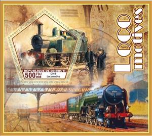 Souvenir Sheet, Transport Locomotives I, Cinderellas,  , Locomotives, Railways