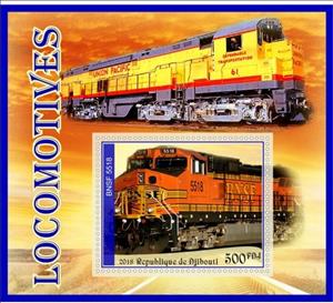 Souvenir Sheet, Transport Locomotives II, Cinderellas,  , Locomotives, Railways