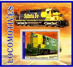 Souvenir Sheet, Transport Locomotives II, Cinderellas,  , Locomotives, Railways