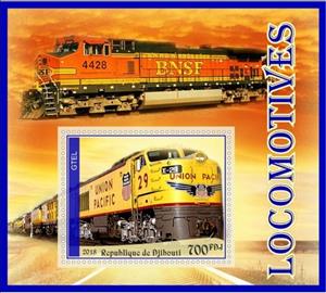 Souvenir Sheet, Transport Locomotives II, Cinderellas,  , Locomotives, Railways