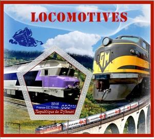 Souvenir Sheet, Transport Locomotives III, Cinderellas,  , Locomotives, Railways