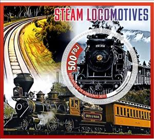 Souvenir Sheet, Transport Steam locomotives, Cinderellas,  , Locomotives, Railways, Steam Traction