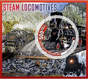 Souvenir Sheet, Transport Steam locomotives, Cinderellas,  , Locomotives, Railways, Steam Traction