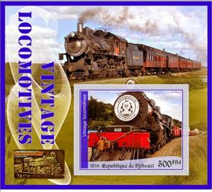 Souvenir Sheet, Transport Vintage locomotives II, Cinderellas,  