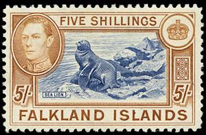 Stamp, South American Sea Lion (Otaria byronia), Falkland Islands,  , Animals (Fauna), Famous People, Heads of State, Kings, Royalty, Sea (Marine) Mammals, Sea Life, Seals (Animals)