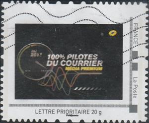 Stamp, 100% Pilotes du Courrier, France- Personalized stamps,  , Pilots, Postal Services, Television